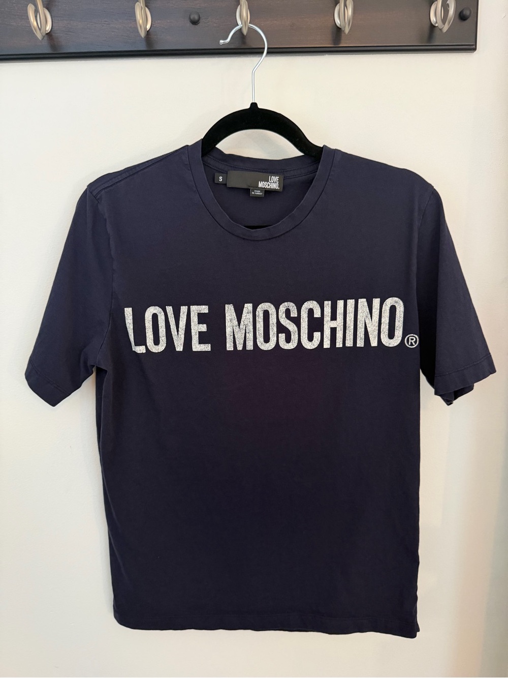 Love Moschino Navy T-Shirt with Silver Logo